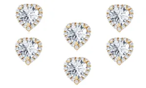 18k Yellow Gold Plated 4Ct Heart White Sapphire Set of Three Halo Stud Earrings