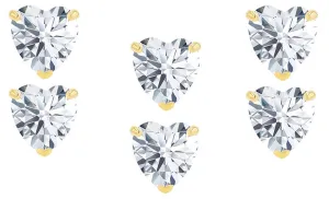 18k Yellow Gold Plated 6mm 1Ct Heart White Sapphire Set Of Three Stud Earrings
