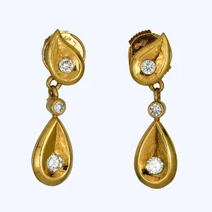 1980s Cartier Gold and Diamond Dangle Earrings