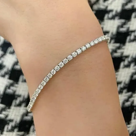 2 Ct TW Round-Cut Natural Diamond Tennis Bracelet 14K Gold 7" Women's