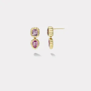2.17ct Pink Spinel and 1.63ct Pink Sapphire Double Stone Heirloom Bezel Earrings