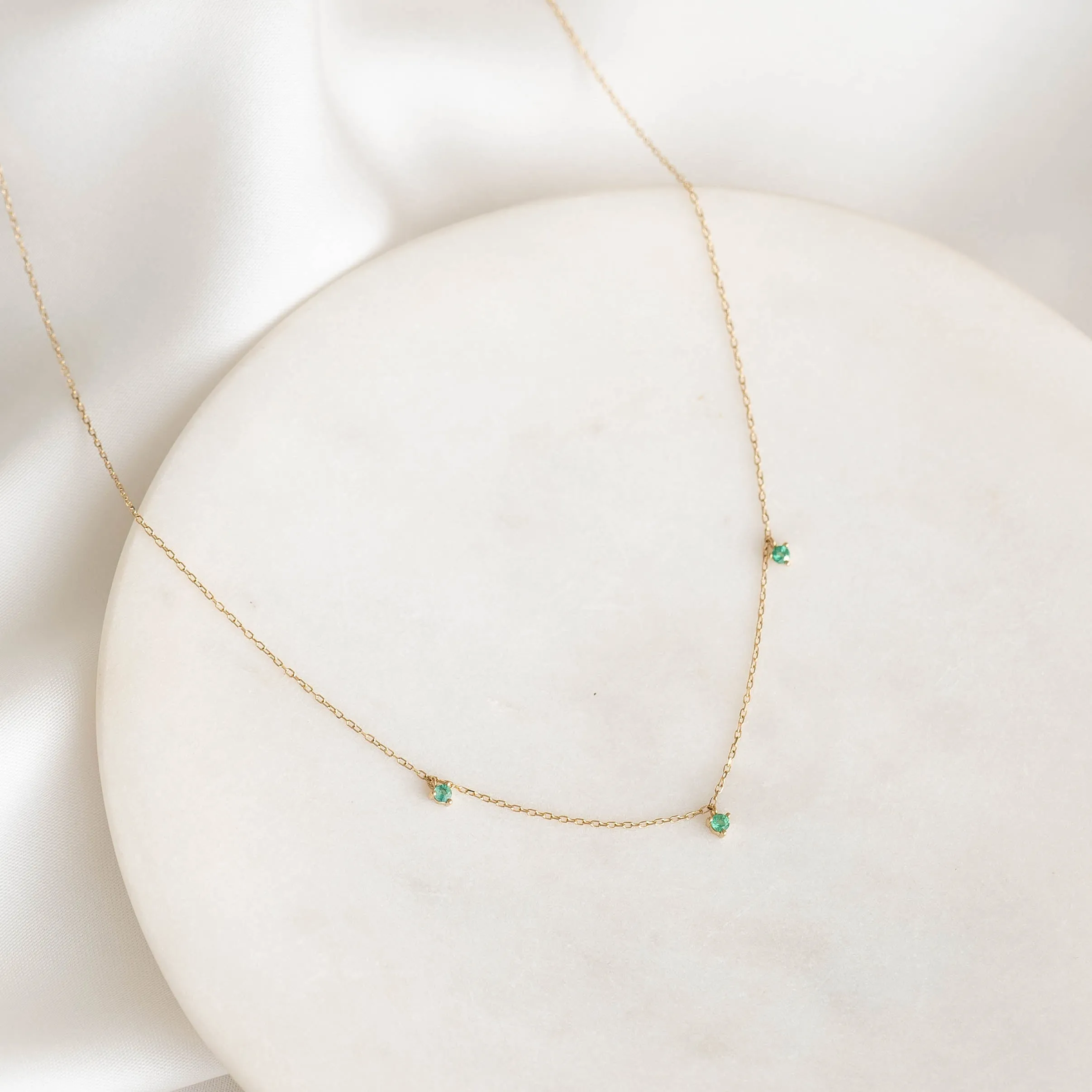 3-Emerald Necklace 14k Gold - Rosalia