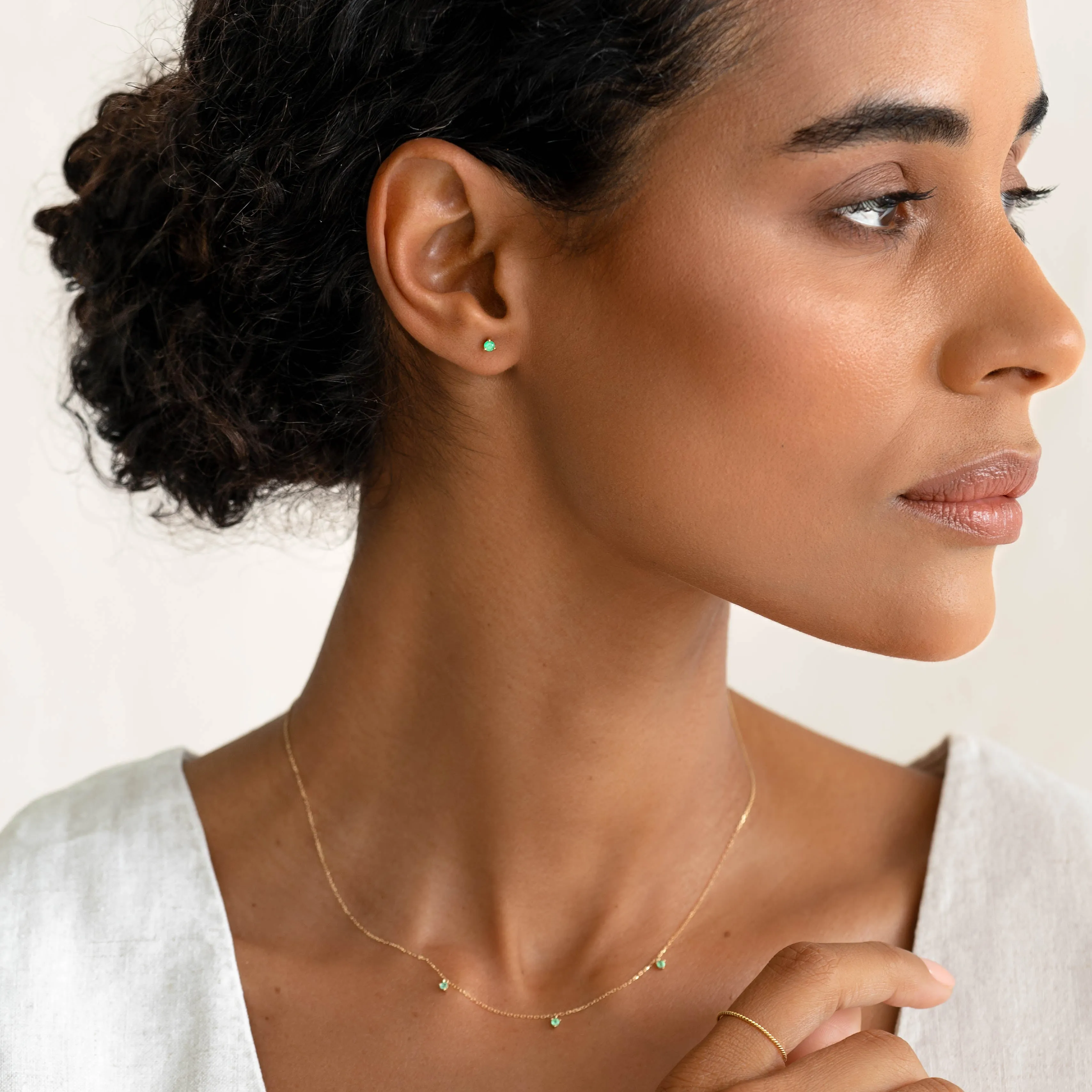 3-Emerald Necklace 14k Gold - Rosalia