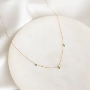 3-Emerald Necklace 14k Gold - Rosalia