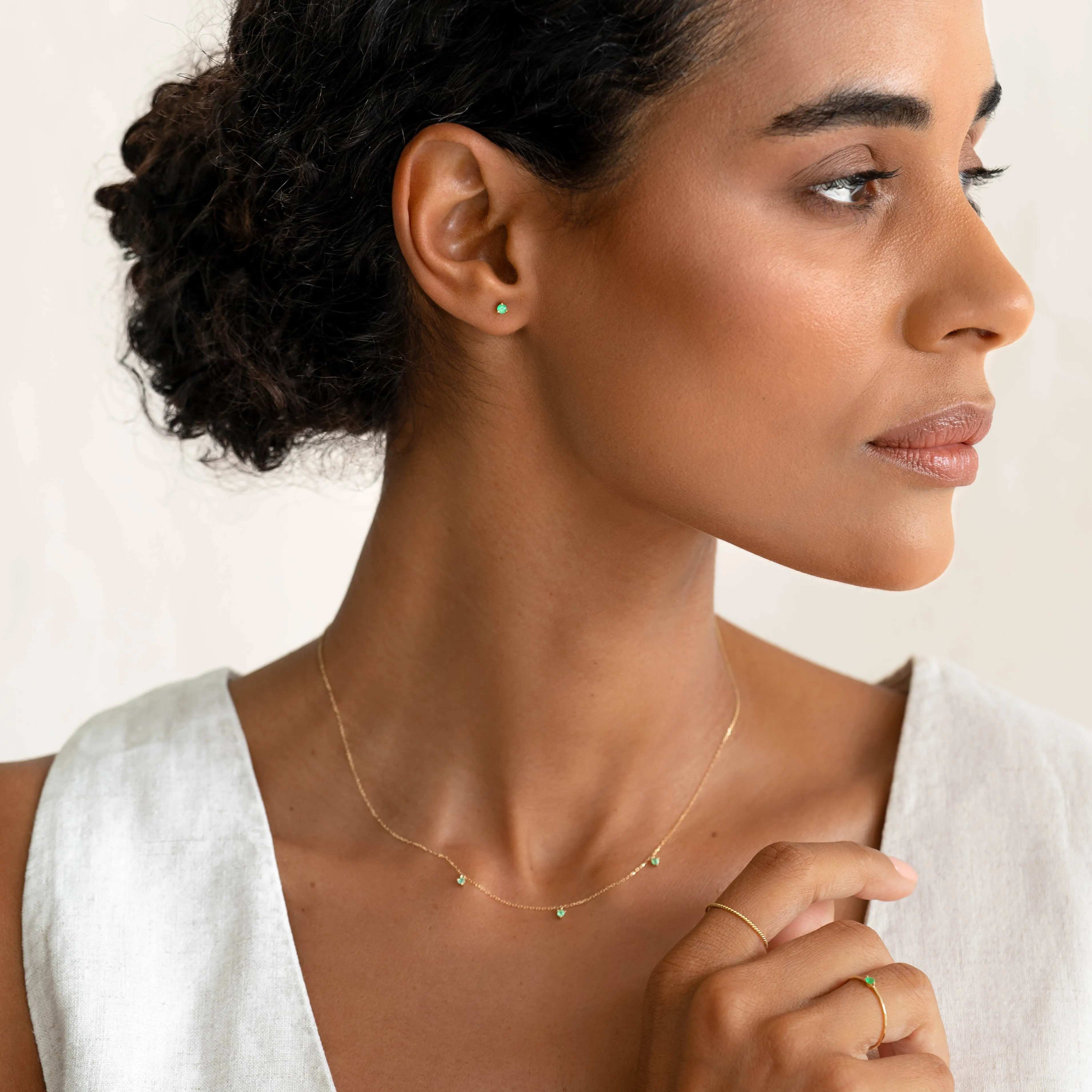 3-Emerald Necklace 14k Gold - Rosalia