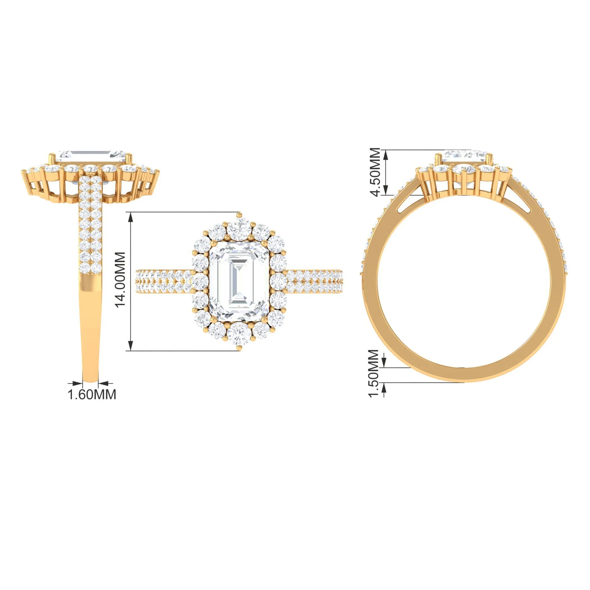 3.25 CT Octagon Cut Zircon Statement Engagement Ring