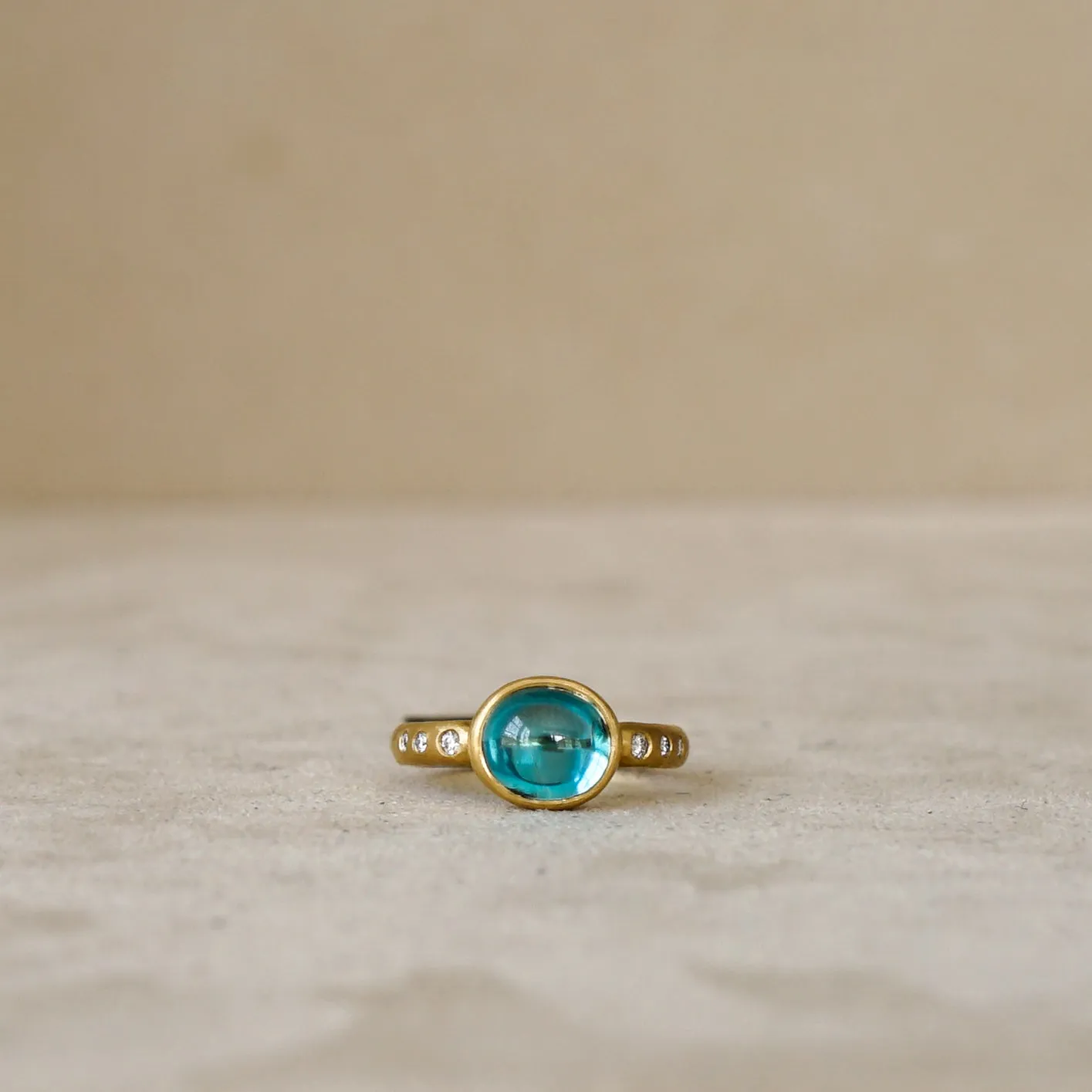 4.82 ct Cambodian Blue Zircon .09 ct Dia 18 kt Gold
