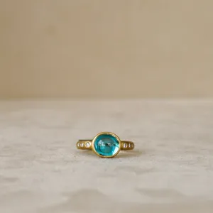 4.82 ct Cambodian Blue Zircon .09 ct Dia 18 kt Gold