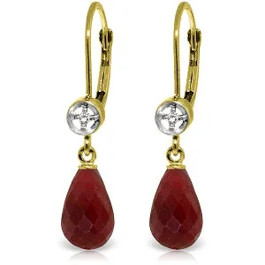 6.63 Carat 14K Solid Yellow Gold Femme Ruby Diamond Earrings
