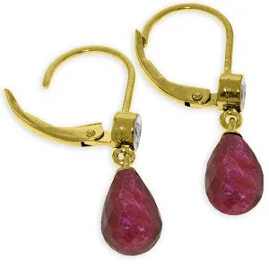 6.63 Carat 14K Solid Yellow Gold Femme Ruby Diamond Earrings