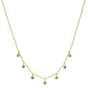 7 Mini Emerald Bezel Dangle Necklace