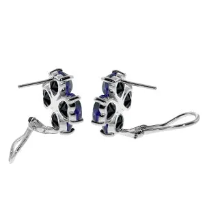 7.2 Carat 14K Solid White Gold Swing Sapphire Earrings