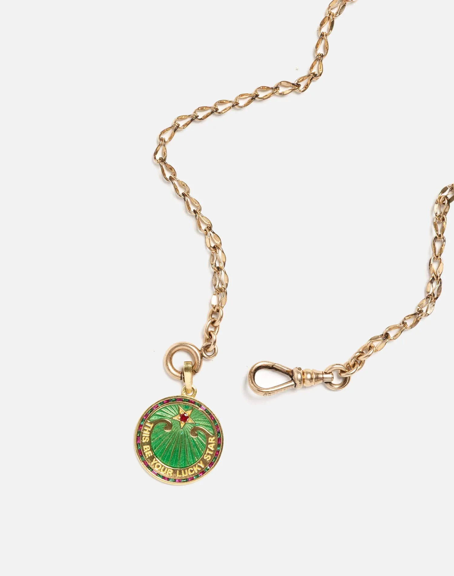 90s18k Enameled Lucky Star Pendant on 30s Choker - #34