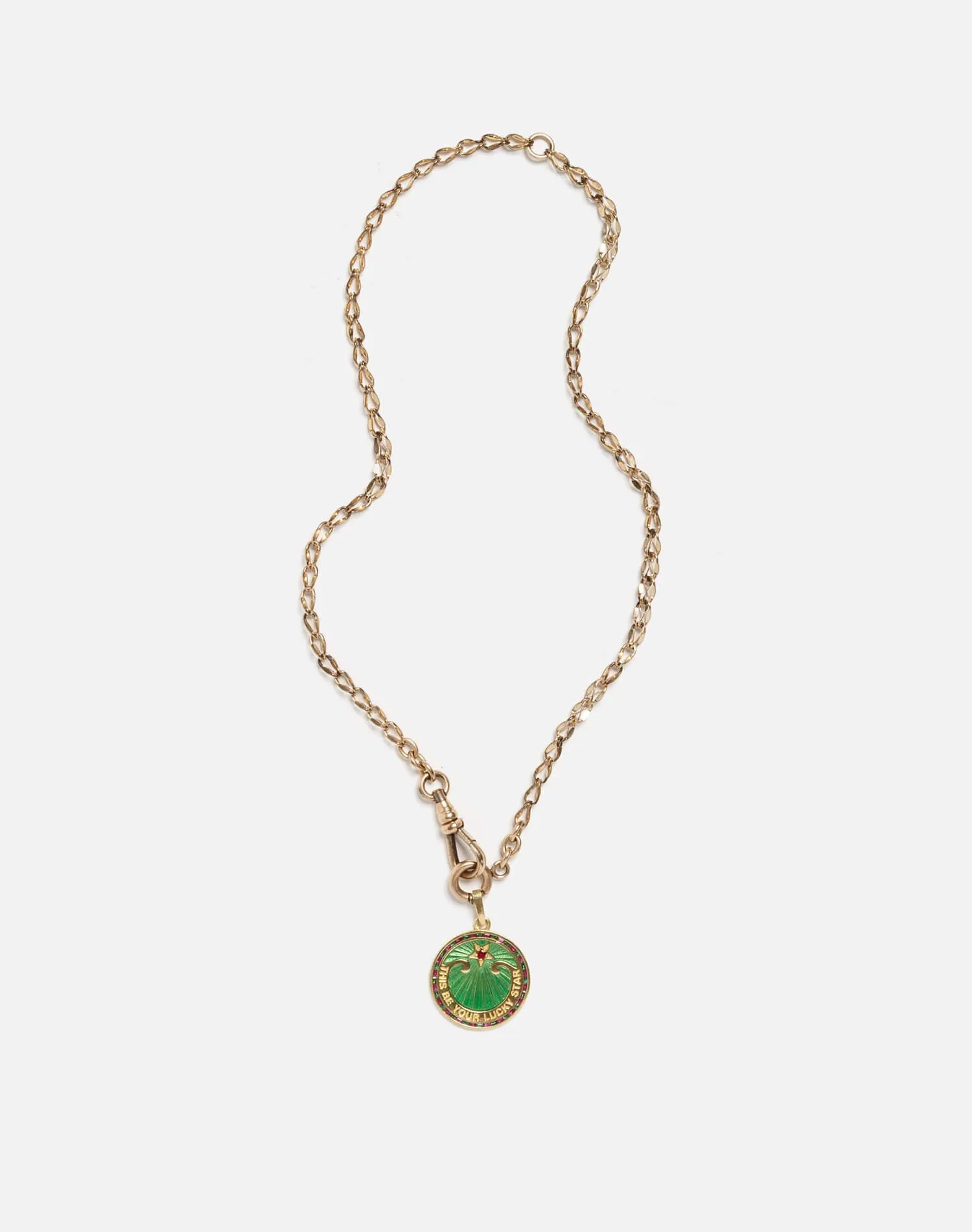 90s18k Enameled Lucky Star Pendant on 30s Choker - #34