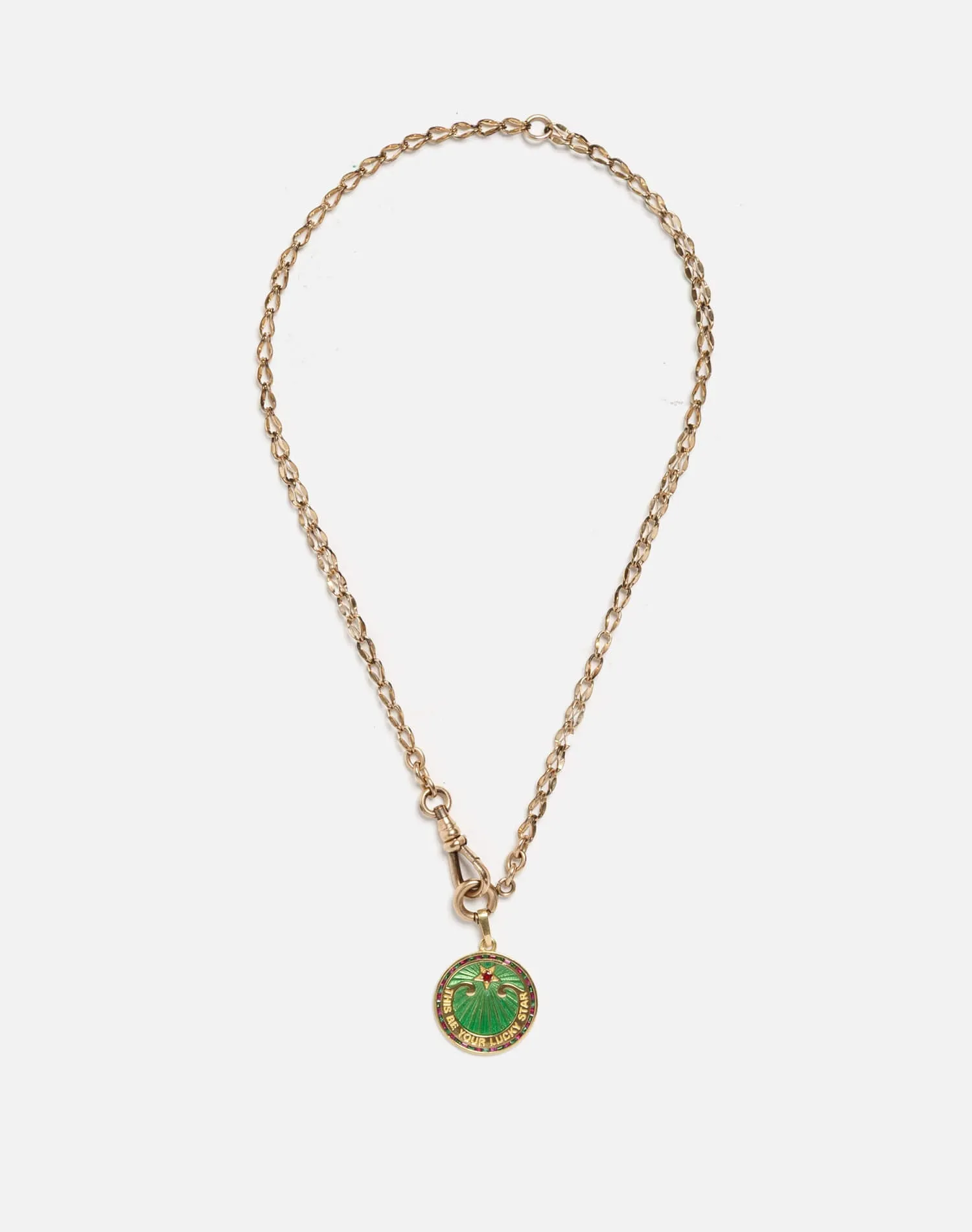 90s18k Enameled Lucky Star Pendant on 30s Choker - #34