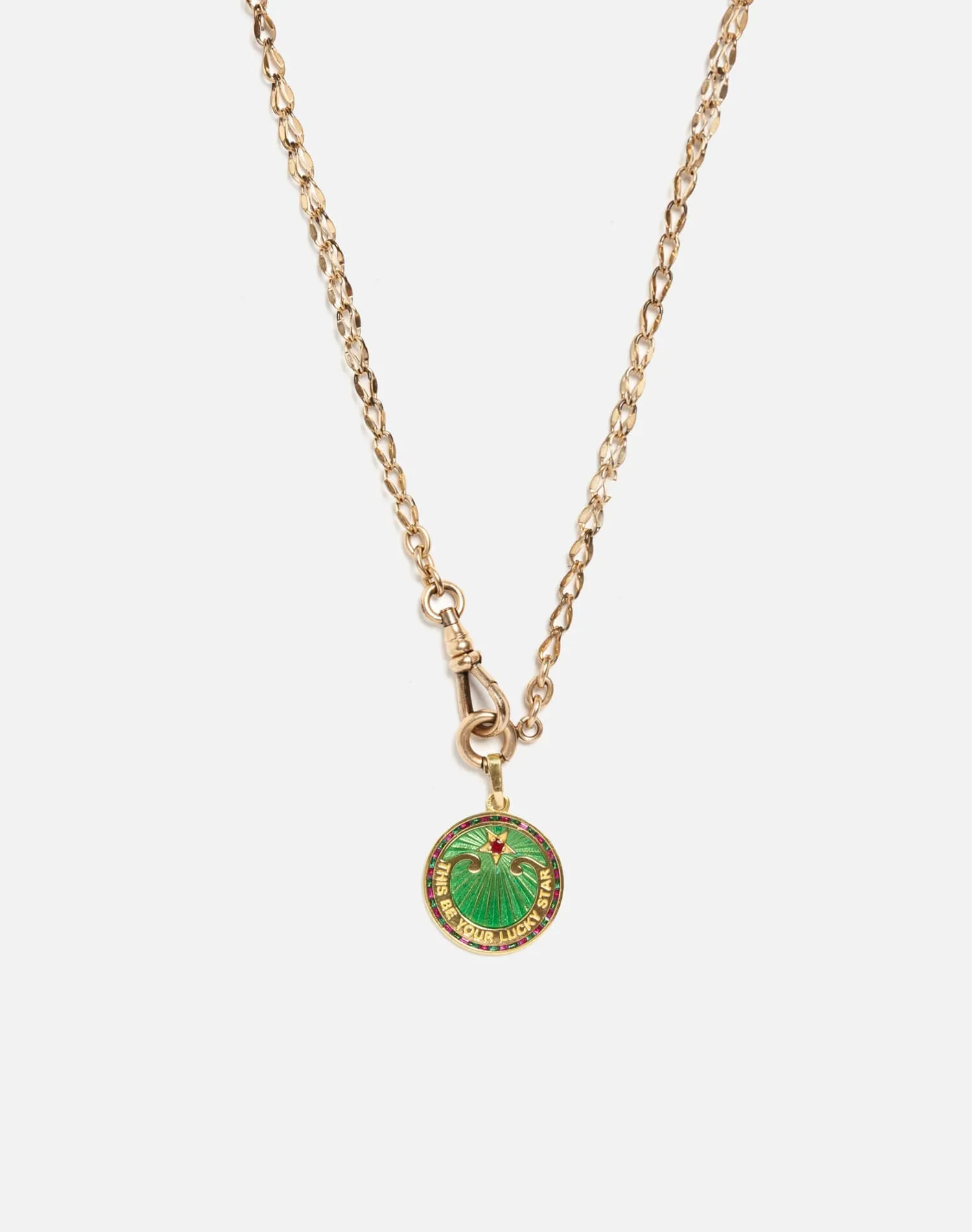 90s18k Enameled Lucky Star Pendant on 30s Choker - #34
