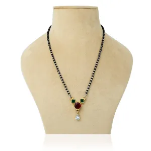 925 Silver Premium Gold-Plated Red Gemstone Mangalsutra