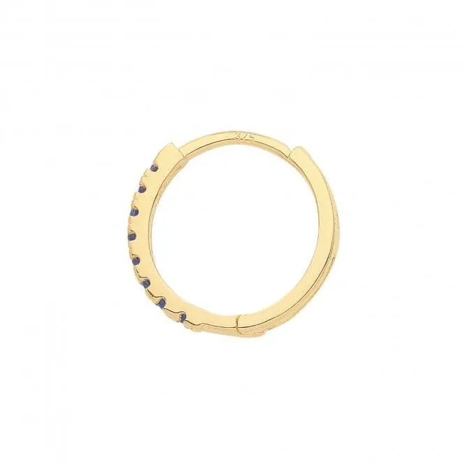 9ct Yellow Gold Sapphire Blue Zirconia Single Cartilage Huggies 11Mm ES1997S