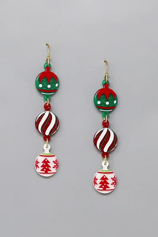 Acrylic Holiday Ornament Dangle Earrings