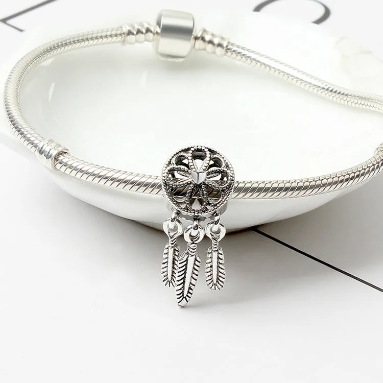 Alloy Bead Rose Spirit Dream Catcher Pendant