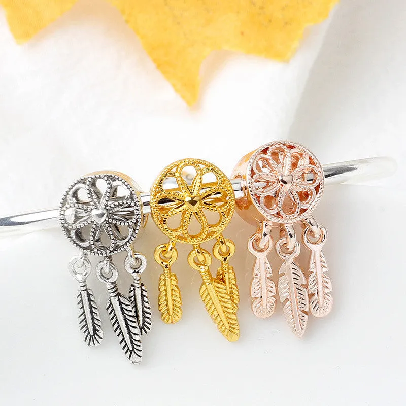 Alloy Bead Rose Spirit Dream Catcher Pendant