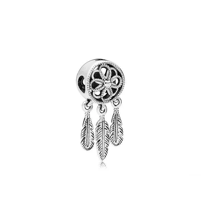 Alloy Bead Rose Spirit Dream Catcher Pendant