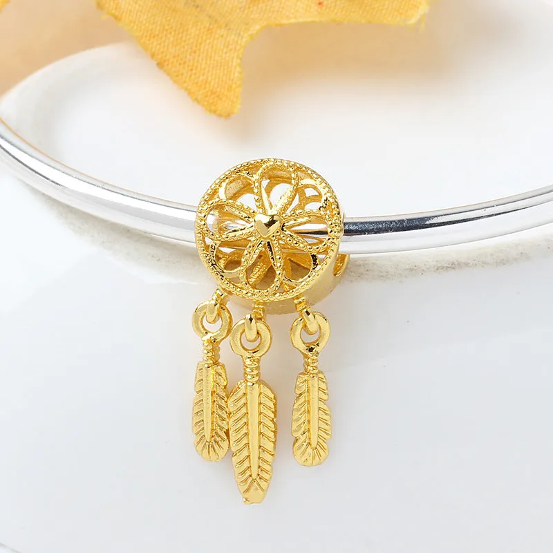 Alloy Bead Rose Spirit Dream Catcher Pendant