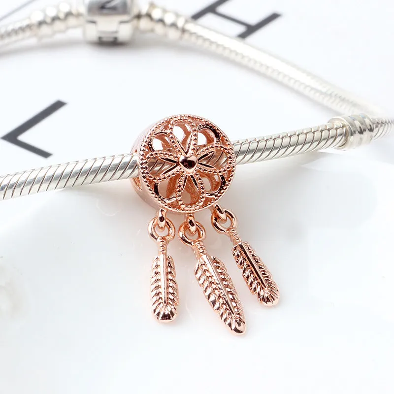 Alloy Bead Rose Spirit Dream Catcher Pendant