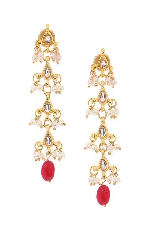 Alloy Kundan Dangler Earring in Gold and White