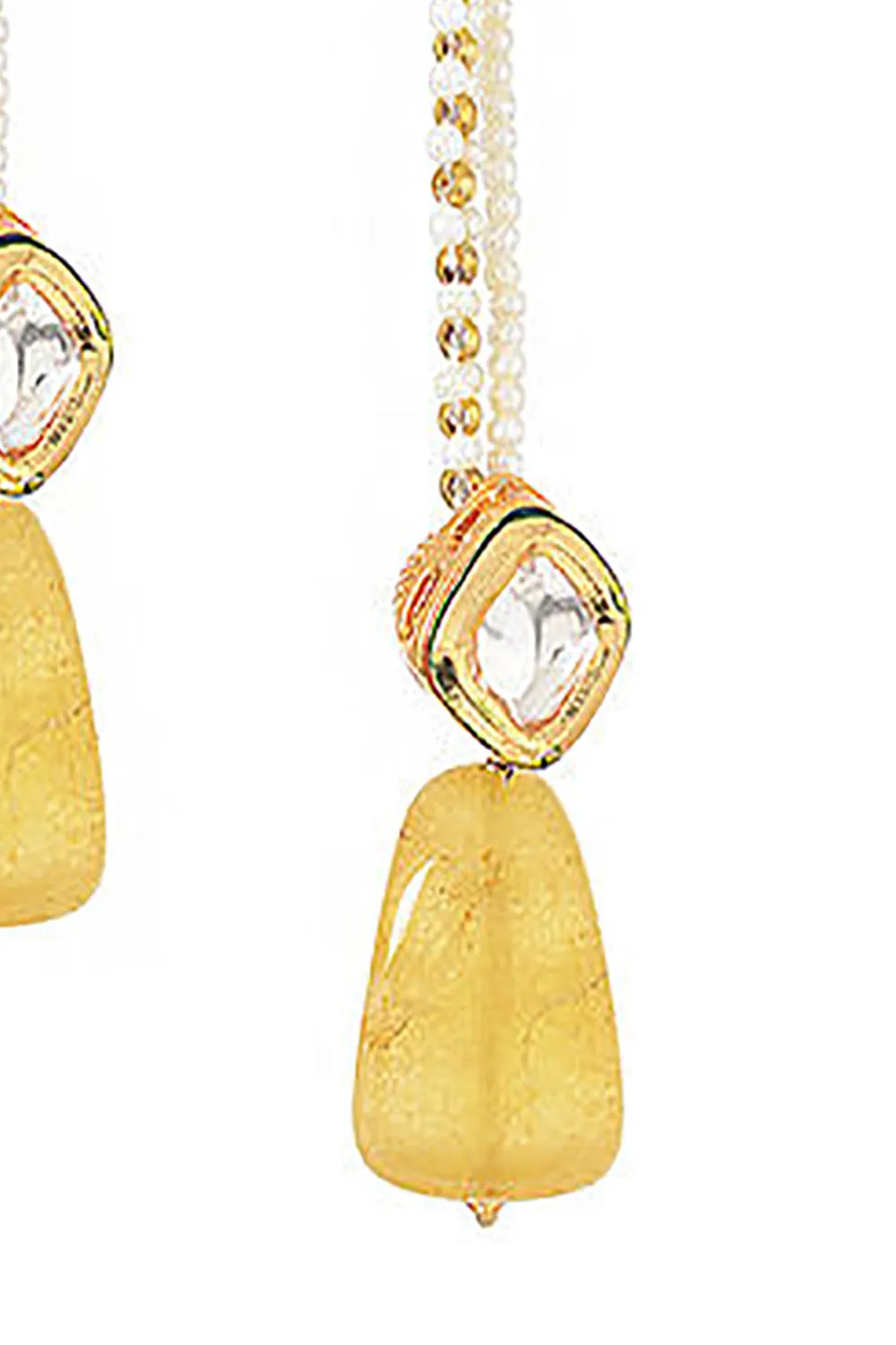 Alloy Kundan Studs Earring in Yellow and White