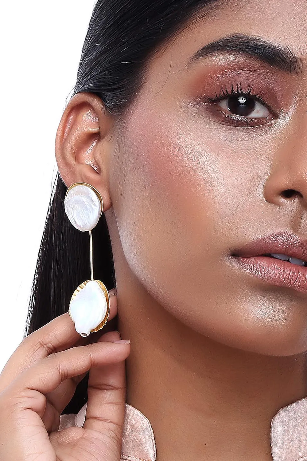 Alloy Large Dangle Earrings in White