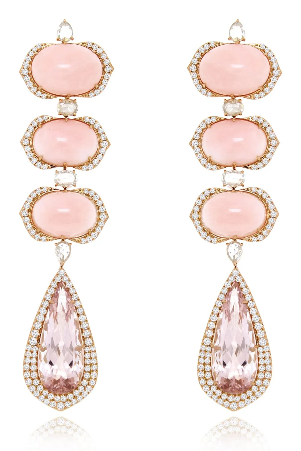 Angel Skin Coral and Morganite Drop Earrings
