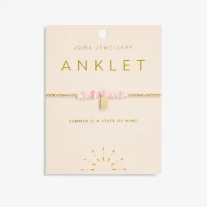 Anklet Pink Crystal Gold Plated Anklet 23cm Stretch Anklet 6948