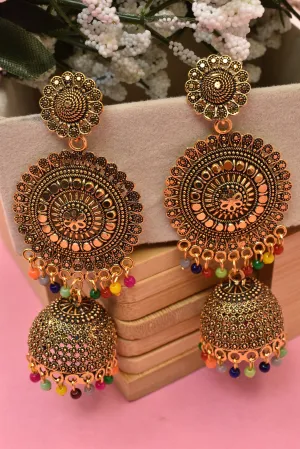 Antique Gold Bollywood Party Statement Earrings