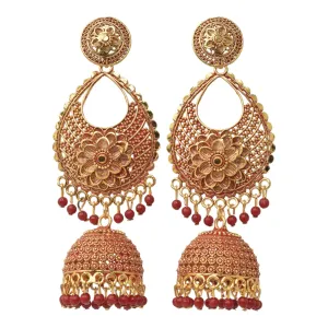 Antique Gold Bollywood Partywear Statement Earrings
