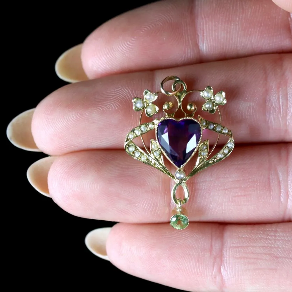 Antique Victorian Suffragette Heart Pendant Circa 1900