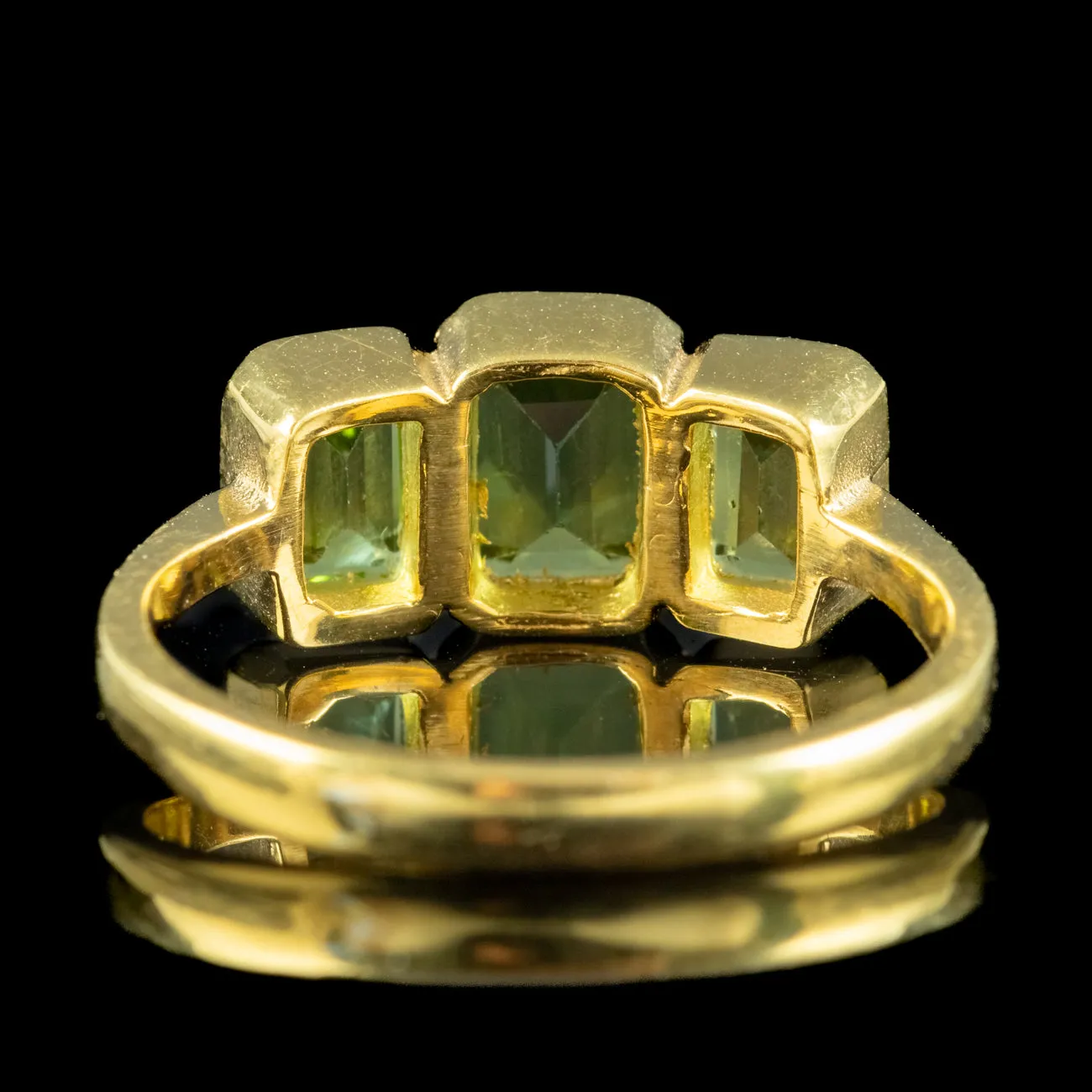 Art Deco Style Peridot Trilogy Ring 2.2ct Of Peridot