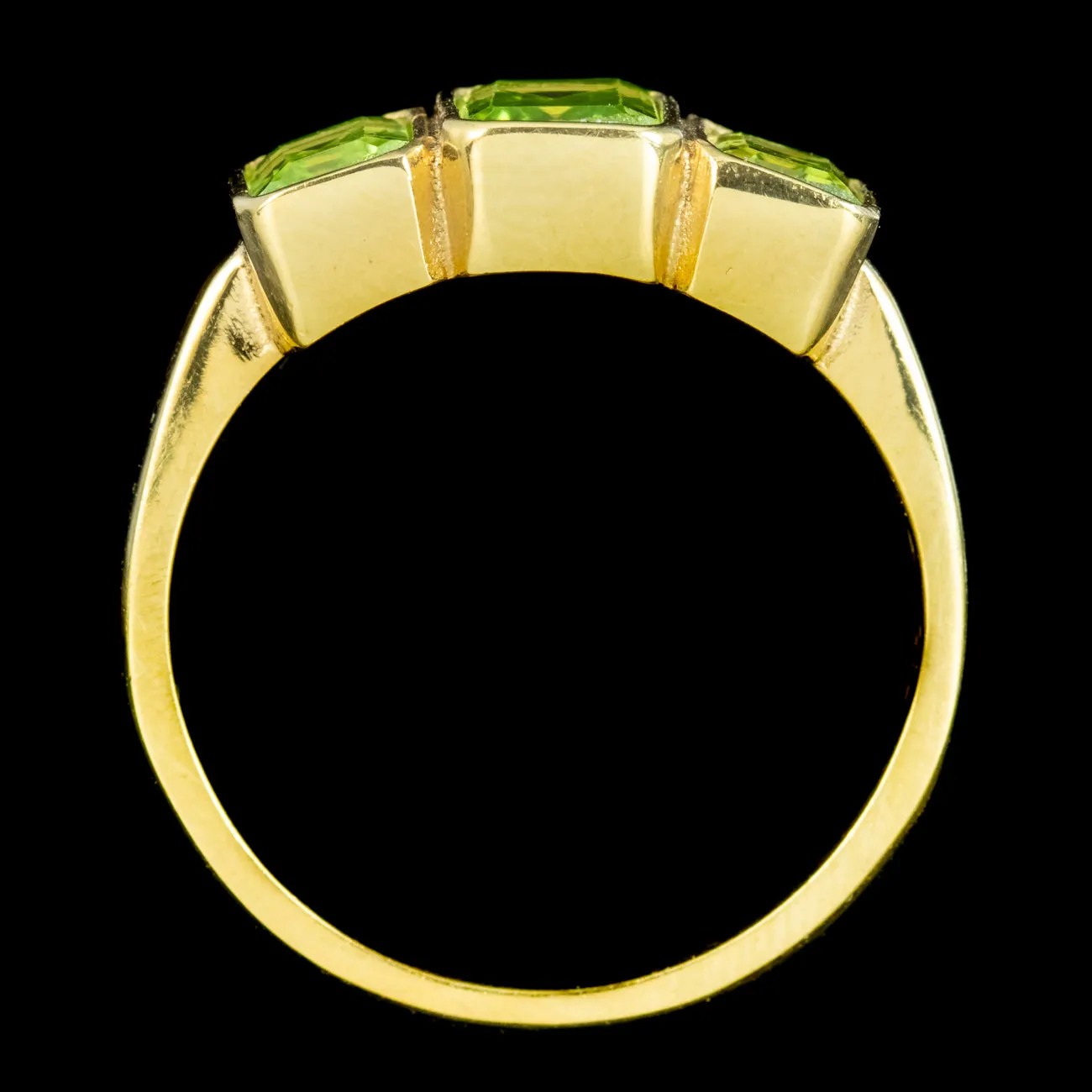 Art Deco Style Peridot Trilogy Ring 2.2ct Of Peridot