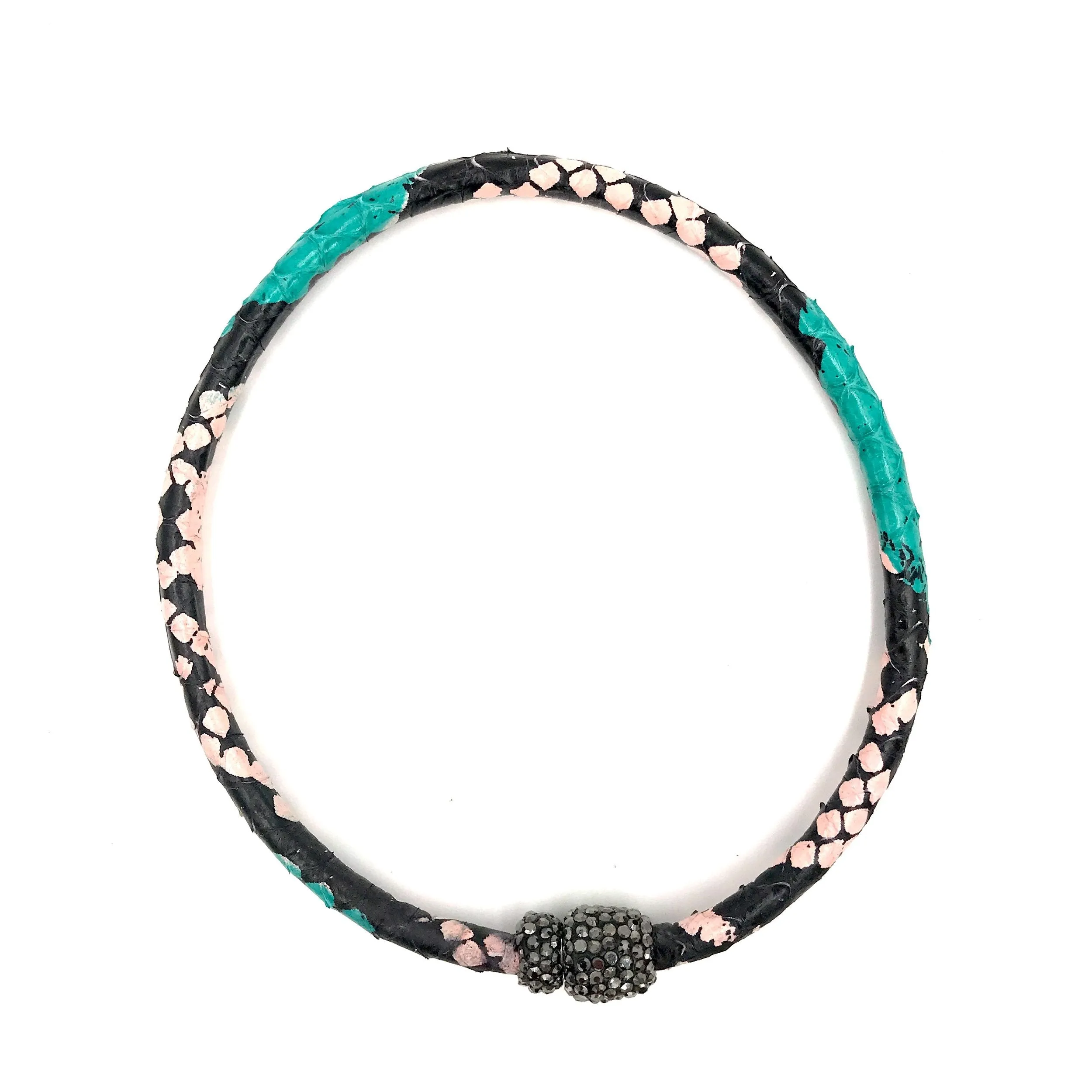 Ashley Gold Python Choker Necklace with Magnetic Hematite Closure