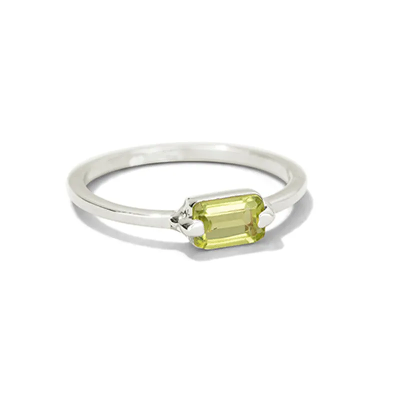 Baguette Ring, Peridot, Silver