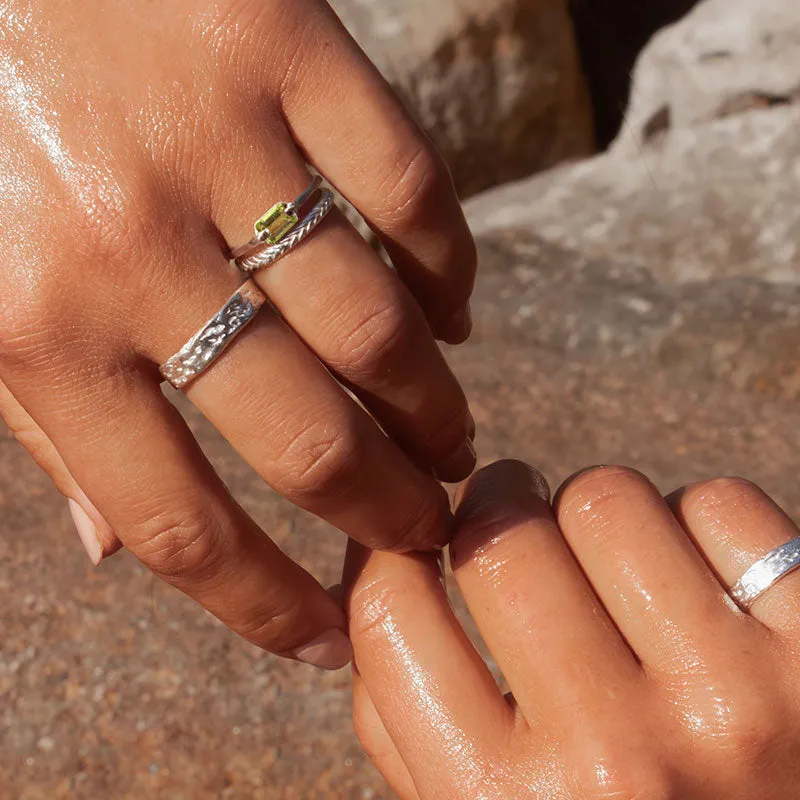 Baguette Ring, Peridot, Silver