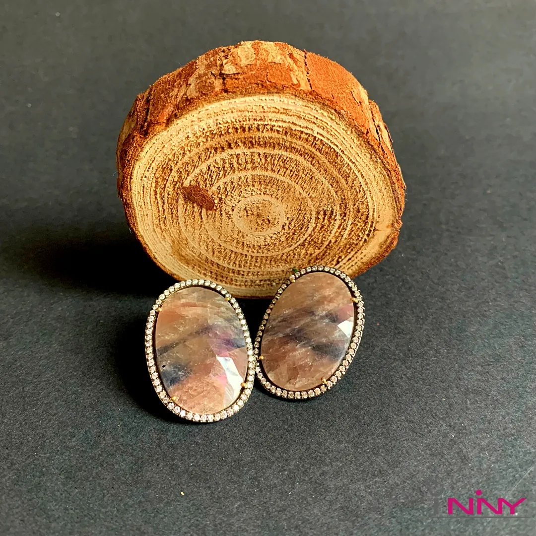 Big Raw Sapphire Stud Earrings
