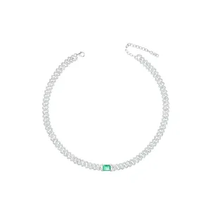Big Stone Emerald Cut Pave Cuban Chain Choker