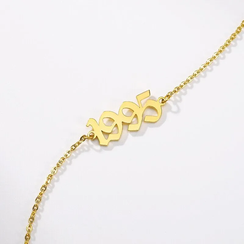 Birth Year Anklet - 1990 - 2020 - Custom Personalized Graduation Birthday Wedding Anniversary Gift - Free Shipping - US Canada UK Australia