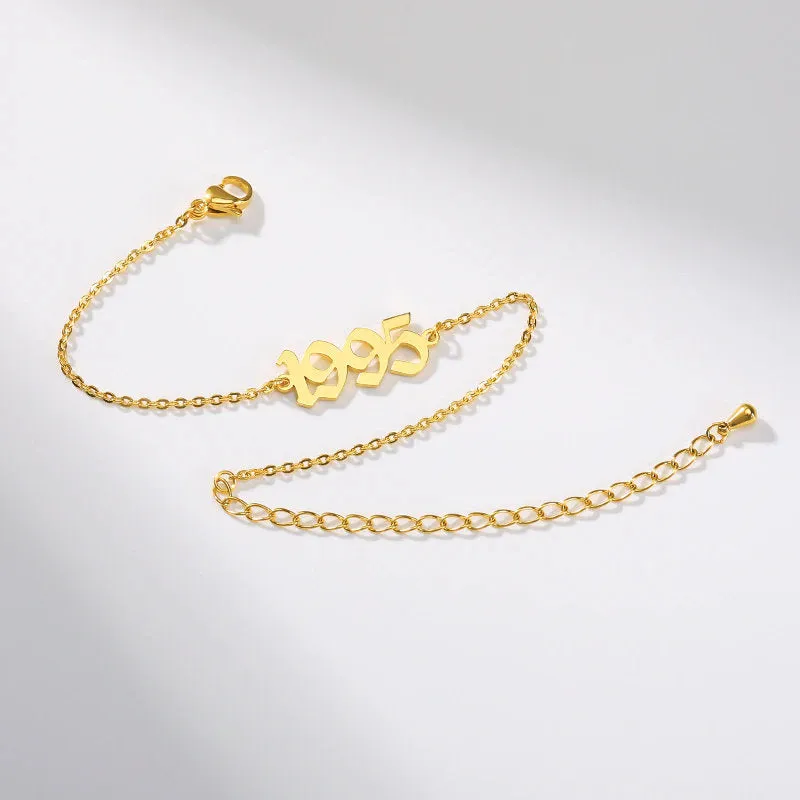 Birth Year Anklet - 1990 - 2020 - Custom Personalized Graduation Birthday Wedding Anniversary Gift - Free Shipping - US Canada UK Australia