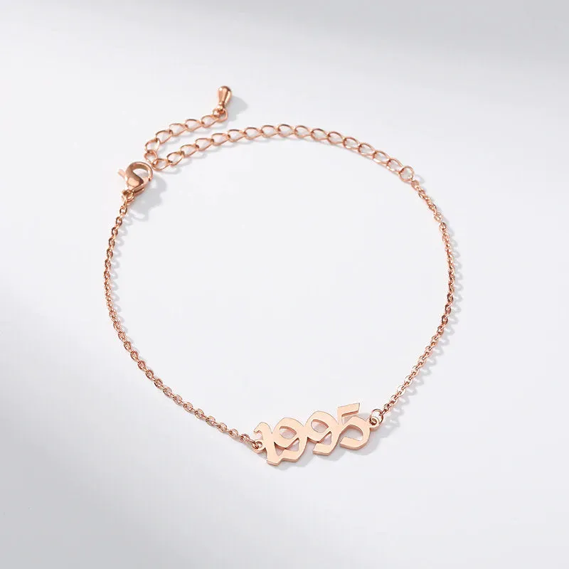 Birth Year Anklet - 1990 - 2020 - Custom Personalized Graduation Birthday Wedding Anniversary Gift - Free Shipping - US Canada UK Australia