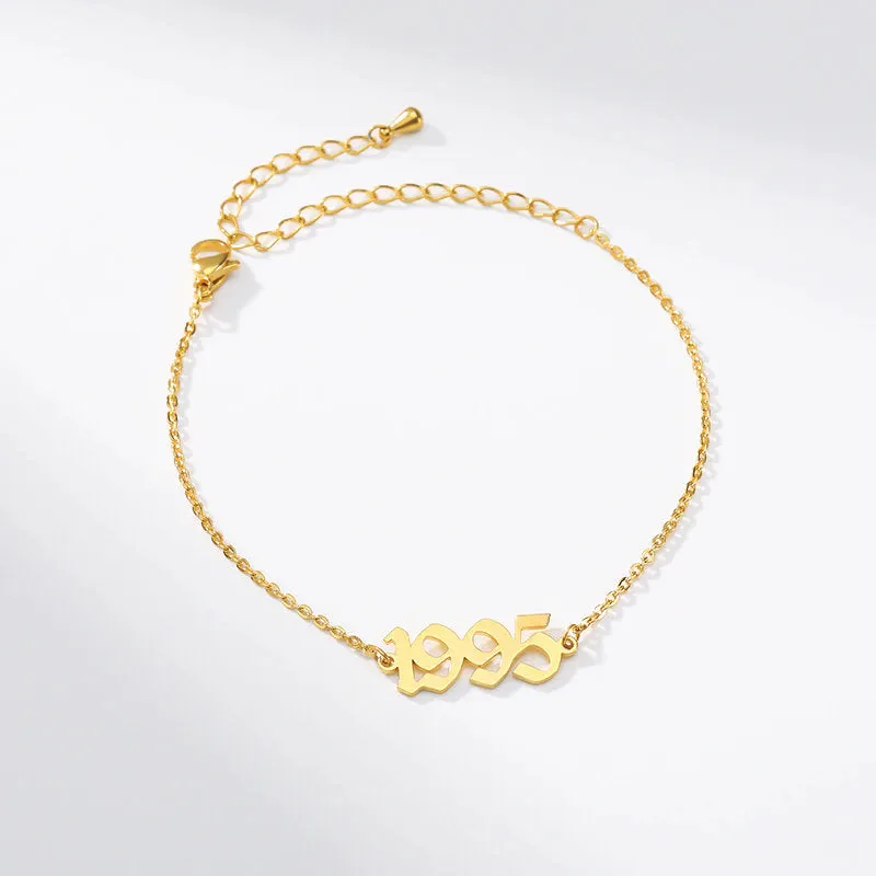 Birth Year Anklet - 1990 - 2020 - Custom Personalized Graduation Birthday Wedding Anniversary Gift - Free Shipping - US Canada UK Australia