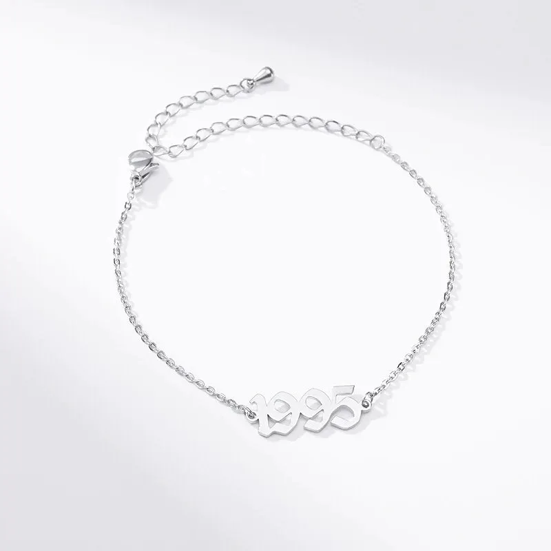 Birth Year Anklet - 1990 - 2020 - Custom Personalized Graduation Birthday Wedding Anniversary Gift - Free Shipping - US Canada UK Australia