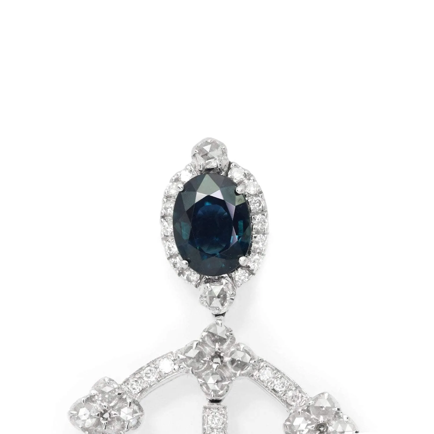 Blue Sapphire Chandelier Earrings with Diamonds 18K 17.40ctw