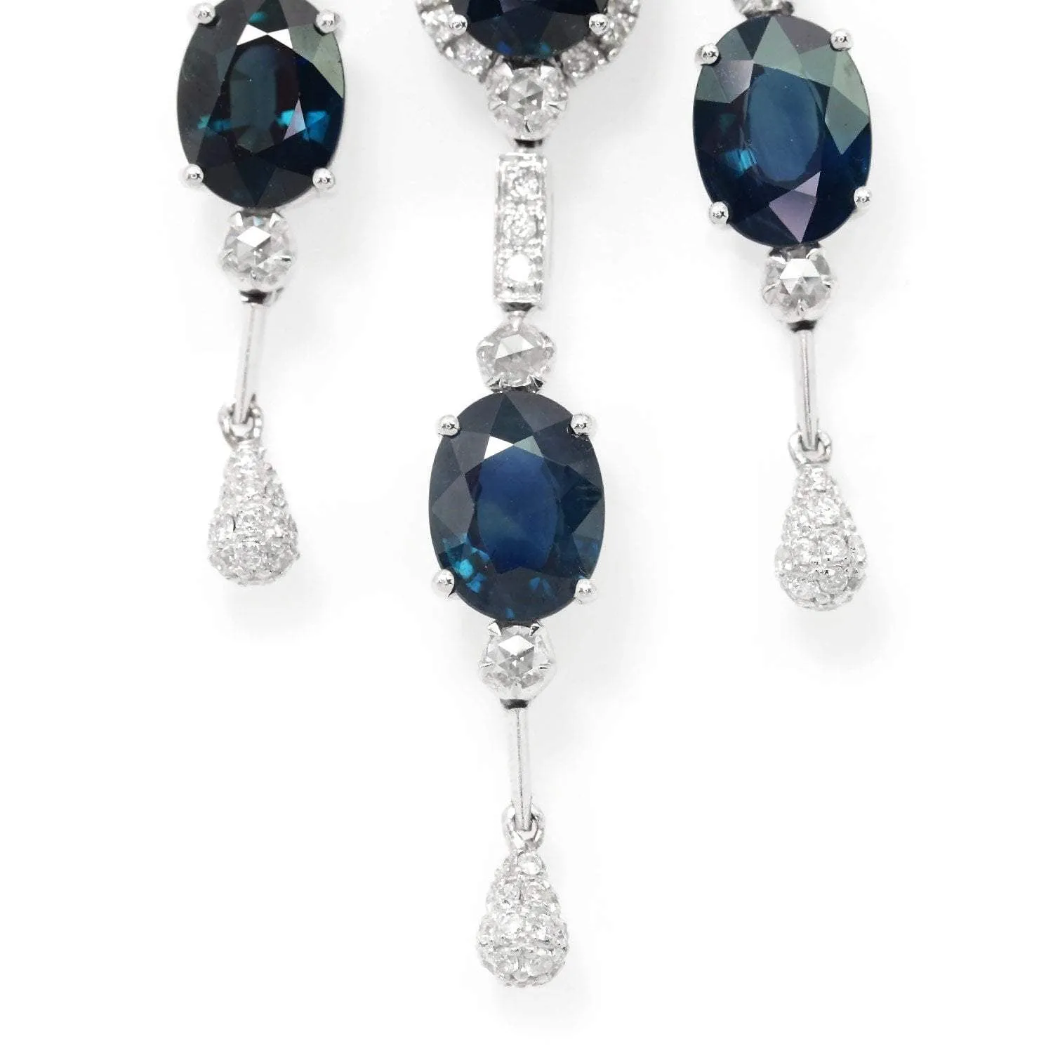 Blue Sapphire Chandelier Earrings with Diamonds 18K 17.40ctw